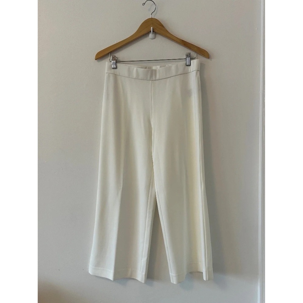 Natori Womens Ivory Off White Wide Leg Cropped Pull On Pants | Size Medium